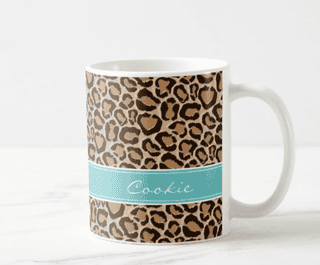 Turquoise and Leopard Print Custom Monogram Coffee Mugzazzle.com